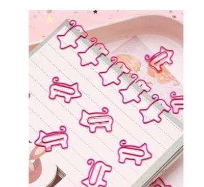 20 Pcs Lot Cute Cartoon Pig Animal Pink Bookmark Paper Clip