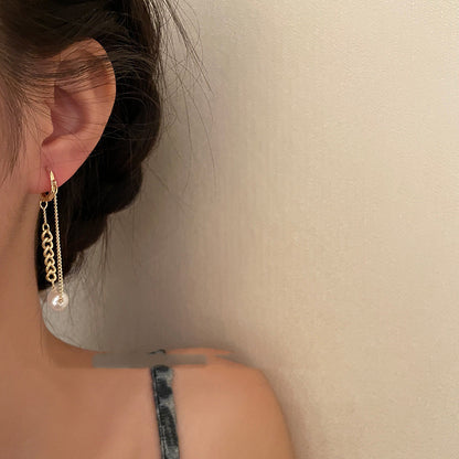 European And American Geometric Paper Clips Metal Cold Wind Long Earrings