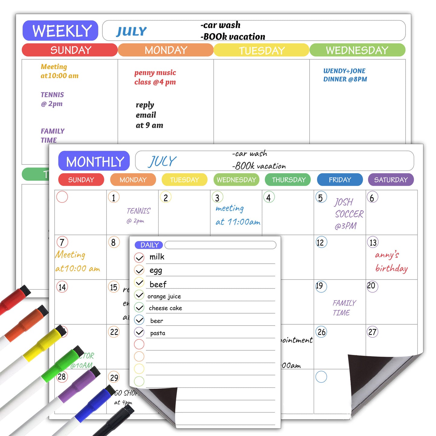 Weekly And Monthly Schedule Erasable Memo Message Board Writing Soft Whiteboard Refridgerator Magnets