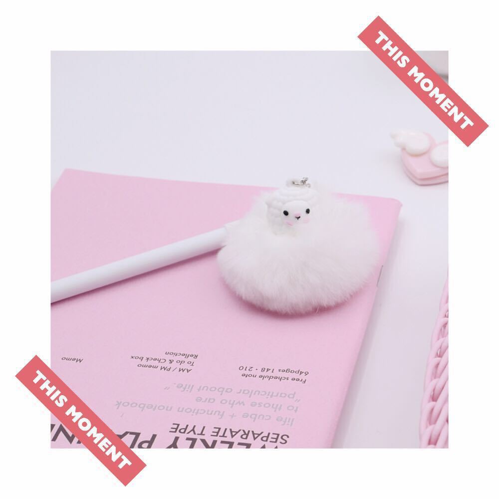 Alpaca hair ball pendant neutral pen signature pen