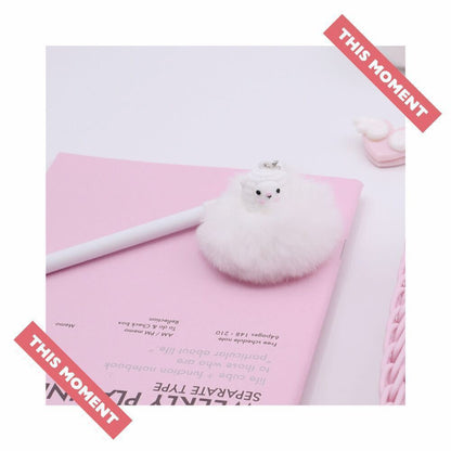 Alpaca hair ball pendant neutral pen signature pen