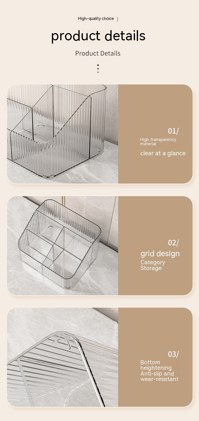 Transparent Trapezoid Desktop Stationery Storage Box