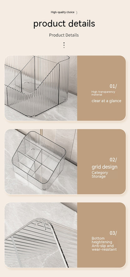 Transparent Trapezoid Desktop Stationery Storage Box
