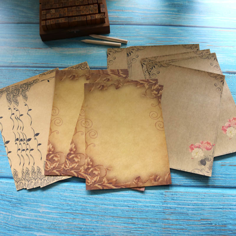 Vintage Kraft Paper Stationery Set Rose Flower European Lace Creative Stationery