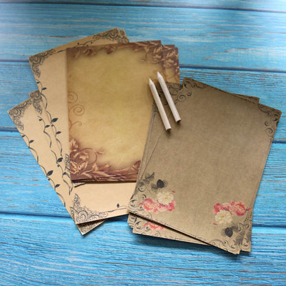 Vintage Kraft Paper Stationery Set Rose Flower European Lace Creative Stationery