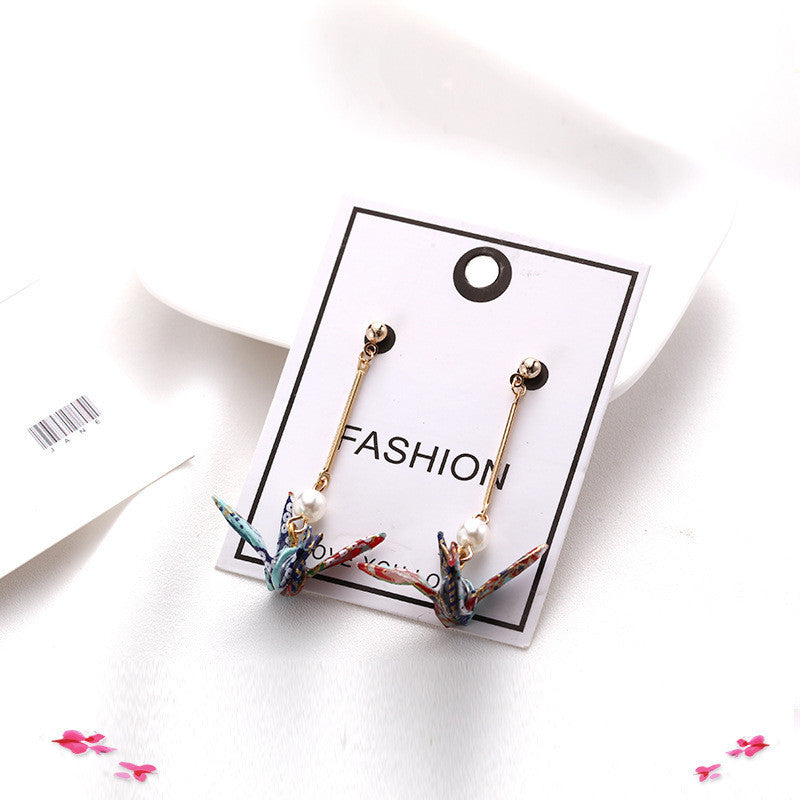 Thousand Paper Crane Earrings Without Pierced Ear Clips