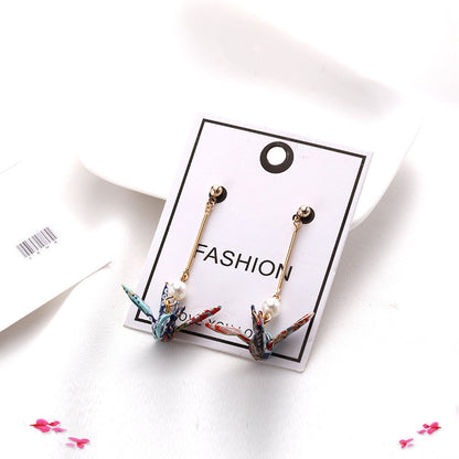 Thousand Paper Crane Earrings Without Pierced Ear Clips