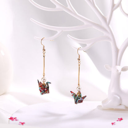 Thousand Paper Crane Earrings Without Pierced Ear Clips