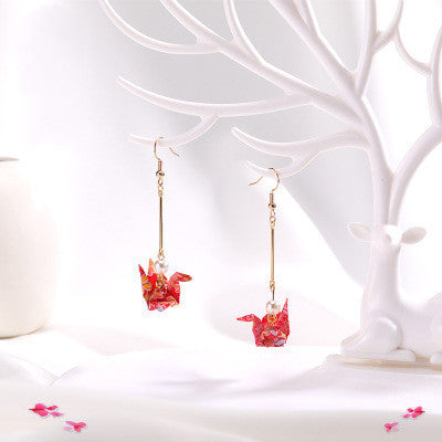 Thousand Paper Crane Earrings Without Pierced Ear Clips