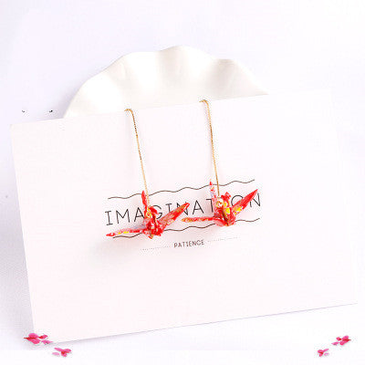 Thousand Paper Crane Earrings Without Pierced Ear Clips