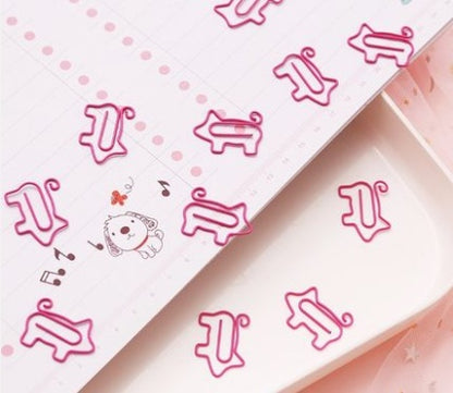 20 Pcs Lot Cute Cartoon Pig Animal Pink Bookmark Paper Clip