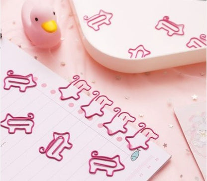 20 Pcs Lot Cute Cartoon Pig Animal Pink Bookmark Paper Clip