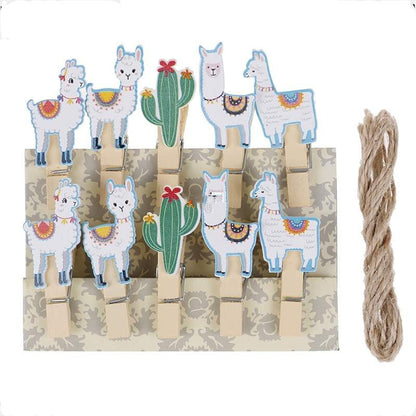 10pcs Llama Cactus Wooden Clips Photo Paper Clothespin Craft