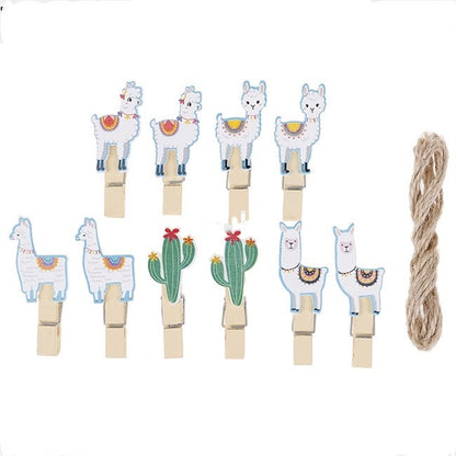 10pcs Llama Cactus Wooden Clips Photo Paper Clothespin Craft