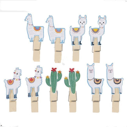 10pcs Llama Cactus Wooden Clips Photo Paper Clothespin Craft