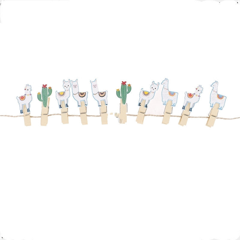 10pcs Llama Cactus Wooden Clips Photo Paper Clothespin Craft