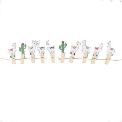 10pcs Llama Cactus Wooden Clips Photo Paper Clothespin Craft