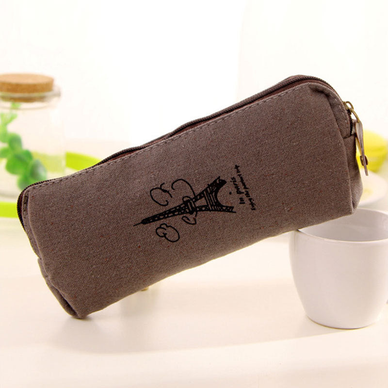 Eiffel Tower Pencil Case Study Stationery Cotton Linen Stationery Box