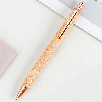 Ins Metal Pen Pu Bag Diamond Pen Sequin Press Pen Customized Multi-Color Press Ballpoint Pen