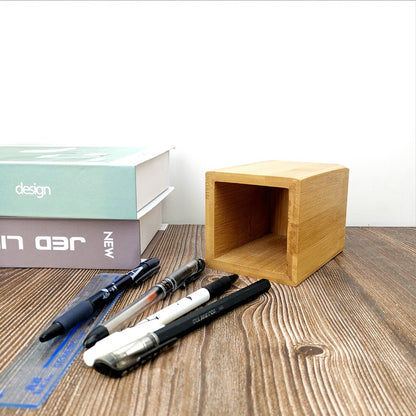 Bamboo pen holder stationery storage jar