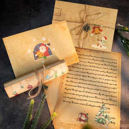 Gift Envelope Stationery Set With Souvenir Kraft Paper Retro Christmas Stationery