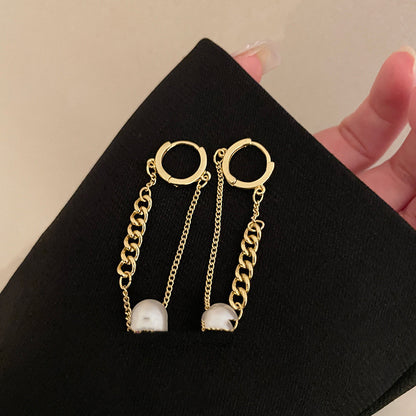 European And American Geometric Paper Clips Metal Cold Wind Long Earrings