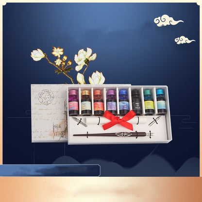 Pen and Ink Gift Box Wooden Dip Pen Set