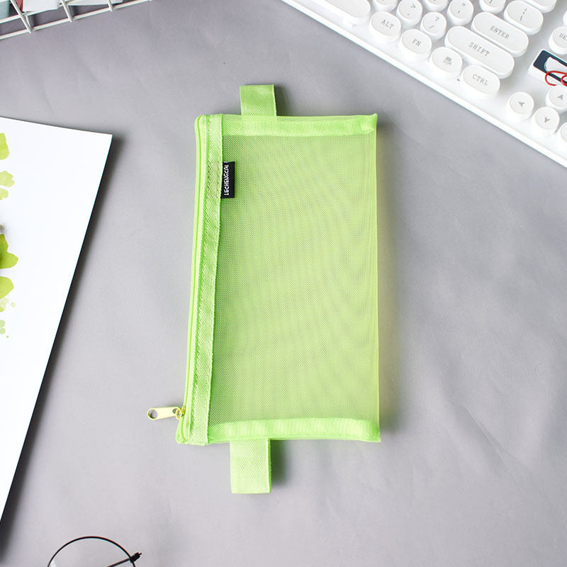 Fashion Nylon Mesh Transparent Stationery Bag