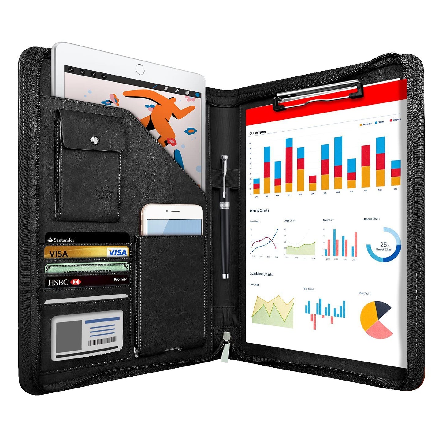 Leather Planning Zip Folder Buggy Bag