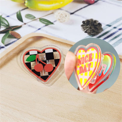 Acrylic Girl Heart Clip Stationery Fixed