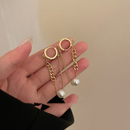 European And American Geometric Paper Clips Metal Cold Wind Long Earrings