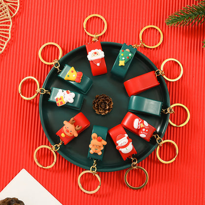 Christmas Cute Cartoon Mini Stapler Student Small Stapler With Keychain