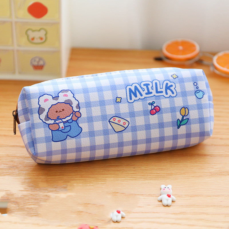 Bear Plaid Waterproof Storage Stationery Bag