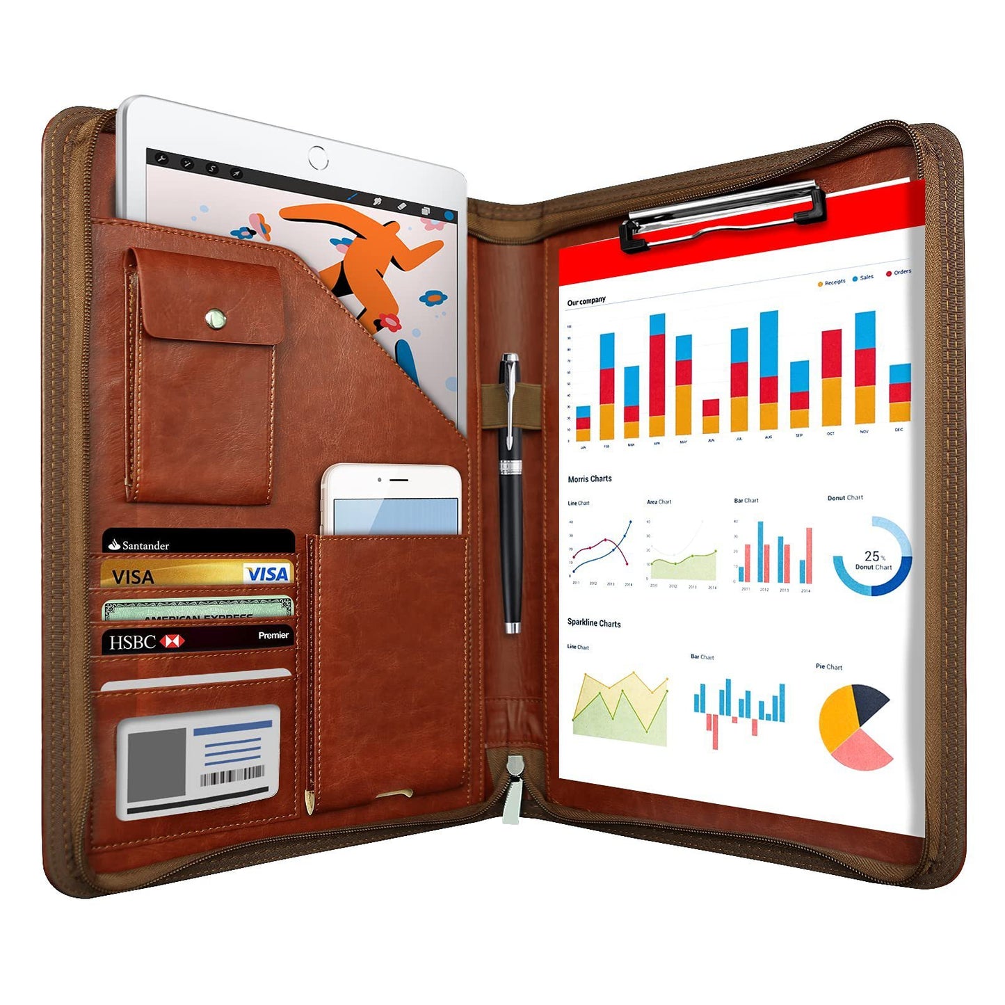 Leather Planning Zip Folder Buggy Bag