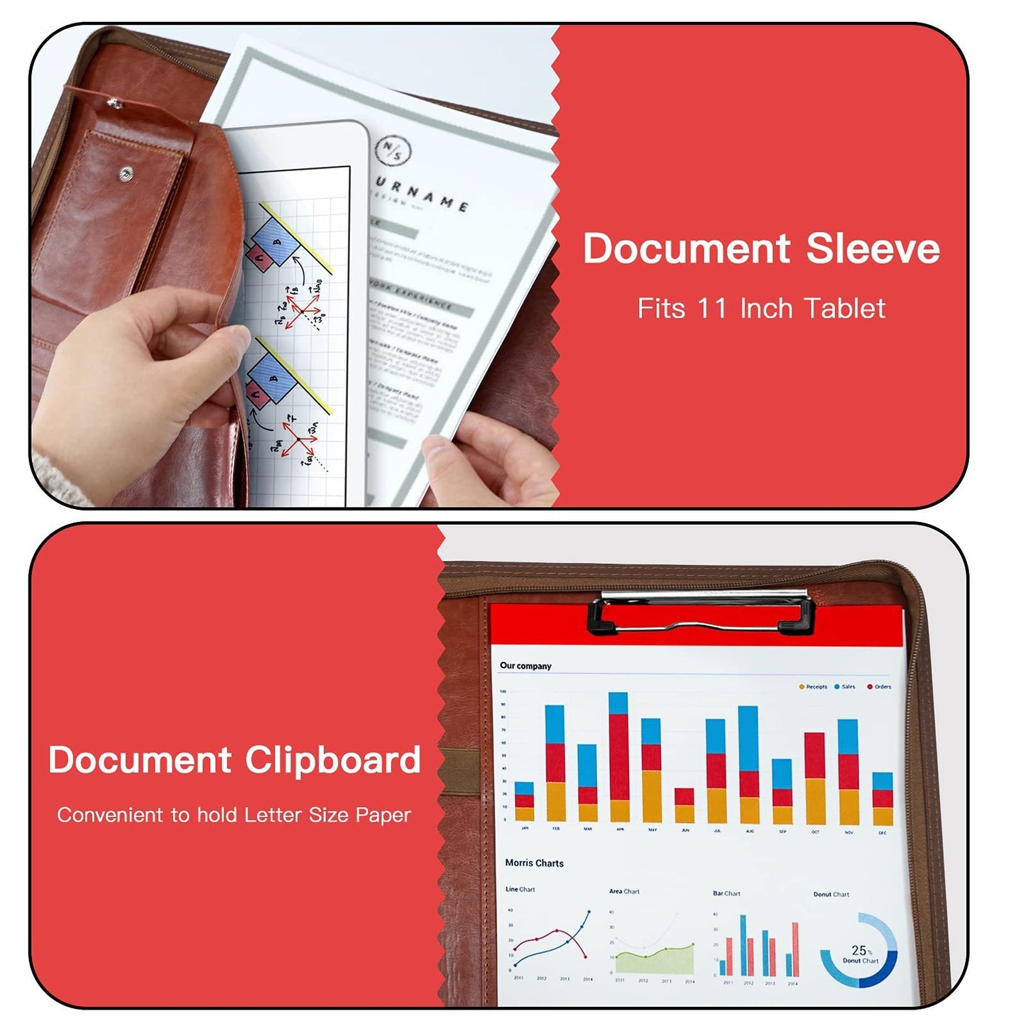 Leather Planning Zip Folder Buggy Bag