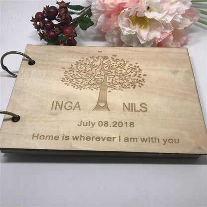 Wedding guest sign-in book guest book memorial book message book wooden carving gift book