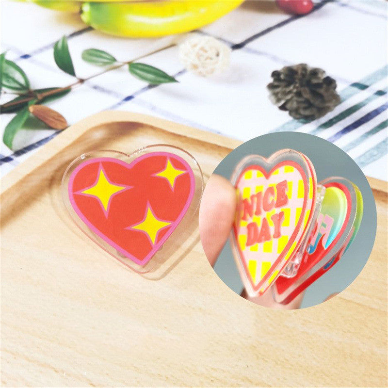 Acrylic Girl Heart Clip Stationery Fixed