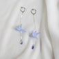 Thousand paper cranes drop long earrings ear clips