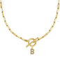 Letters Paper Clips Chain Zircon Pendant Necklace