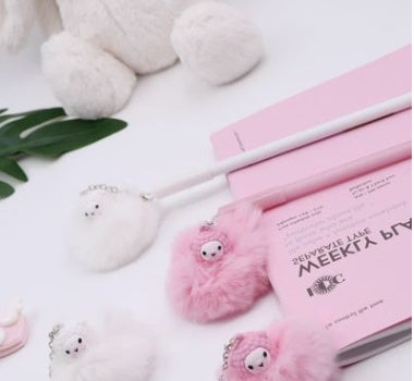 Alpaca hair ball pendant neutral pen signature pen