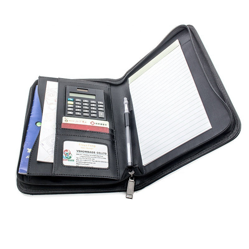 A5 Multifunctional Folder PU Zipper Bag With Computer