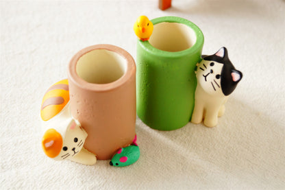 Cat Bird Stationery Storage Pen Holder