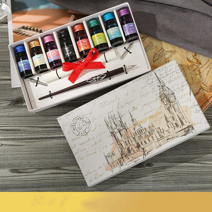 Pen and Ink Gift Box Wooden Dip Pen Set