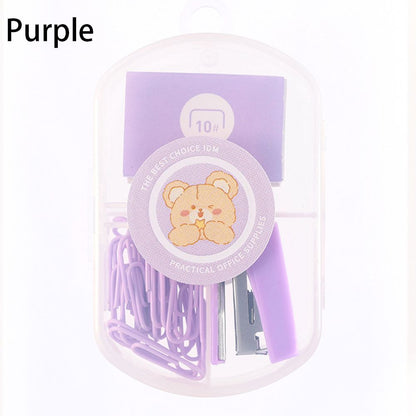 Macaron Color Paper Clip Ticket Holder Stapler Stationery For Students
