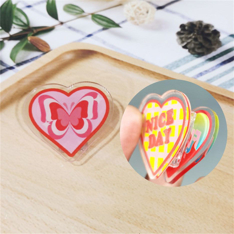 Acrylic Girl Heart Clip Stationery Fixed