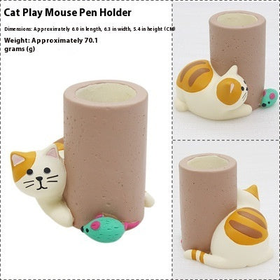 Cat Bird Stationery Storage Pen Holder