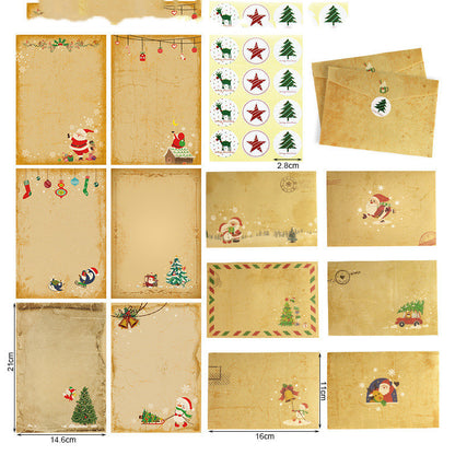 Gift Envelope Stationery Set With Souvenir Kraft Paper Retro Christmas Stationery