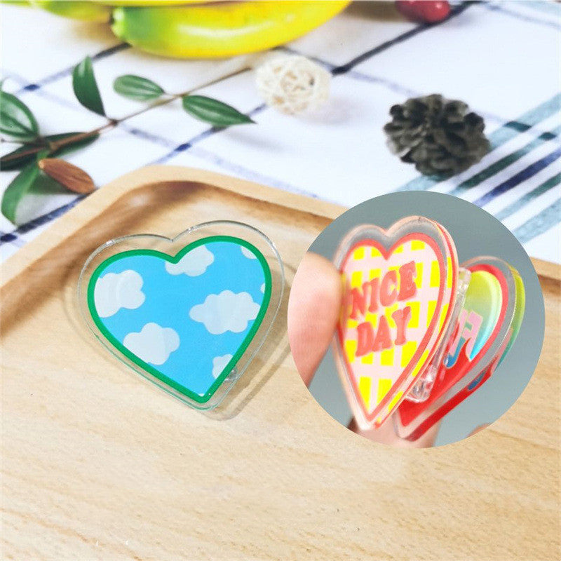 Acrylic Girl Heart Clip Stationery Fixed