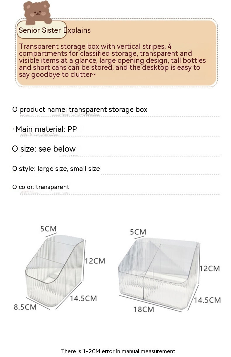 Transparent Trapezoid Desktop Stationery Storage Box