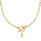 Letters Paper Clips Chain Zircon Pendant Necklace